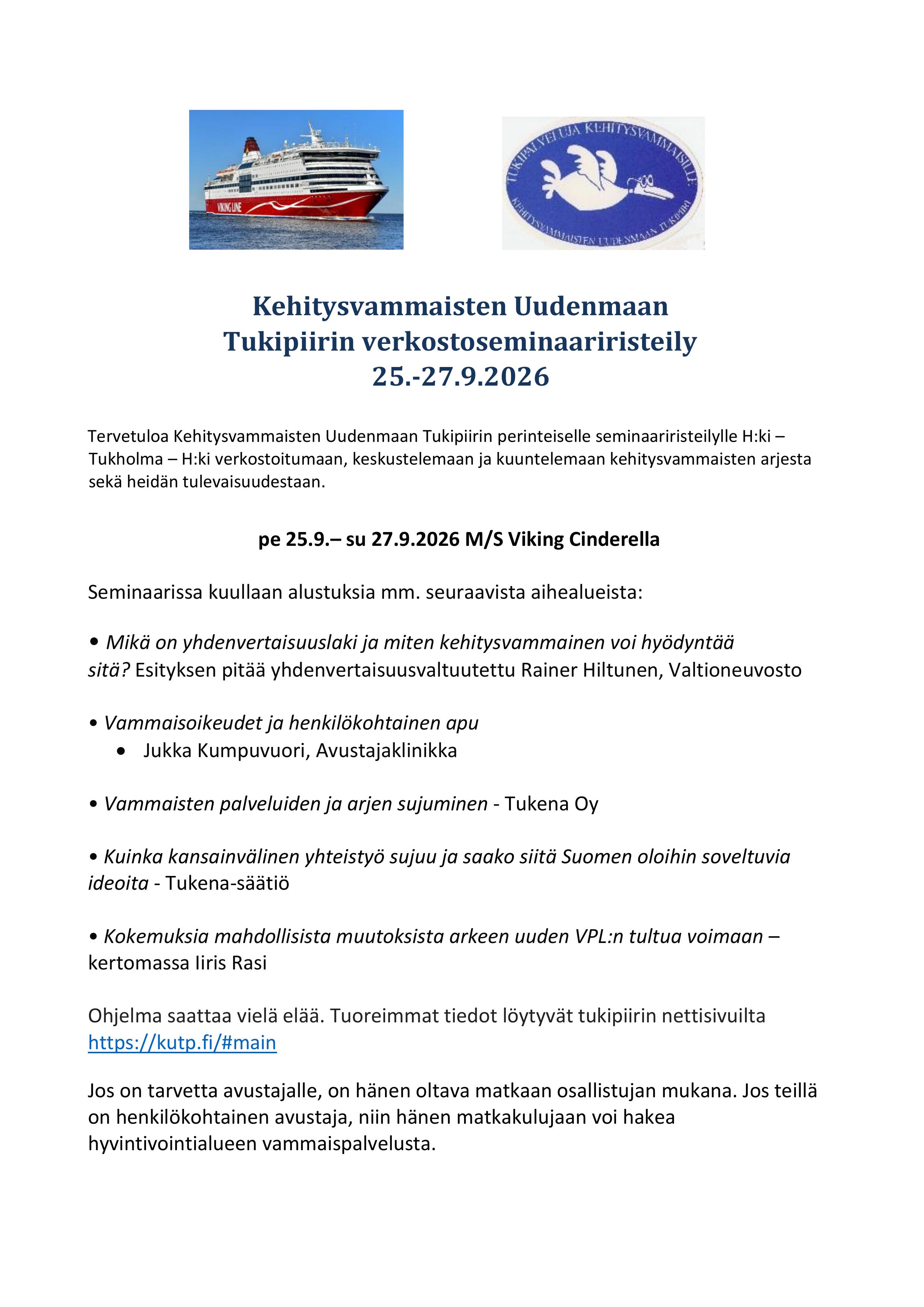Verkostoseminaariristeily 25.–27.9.2026, sivu 1